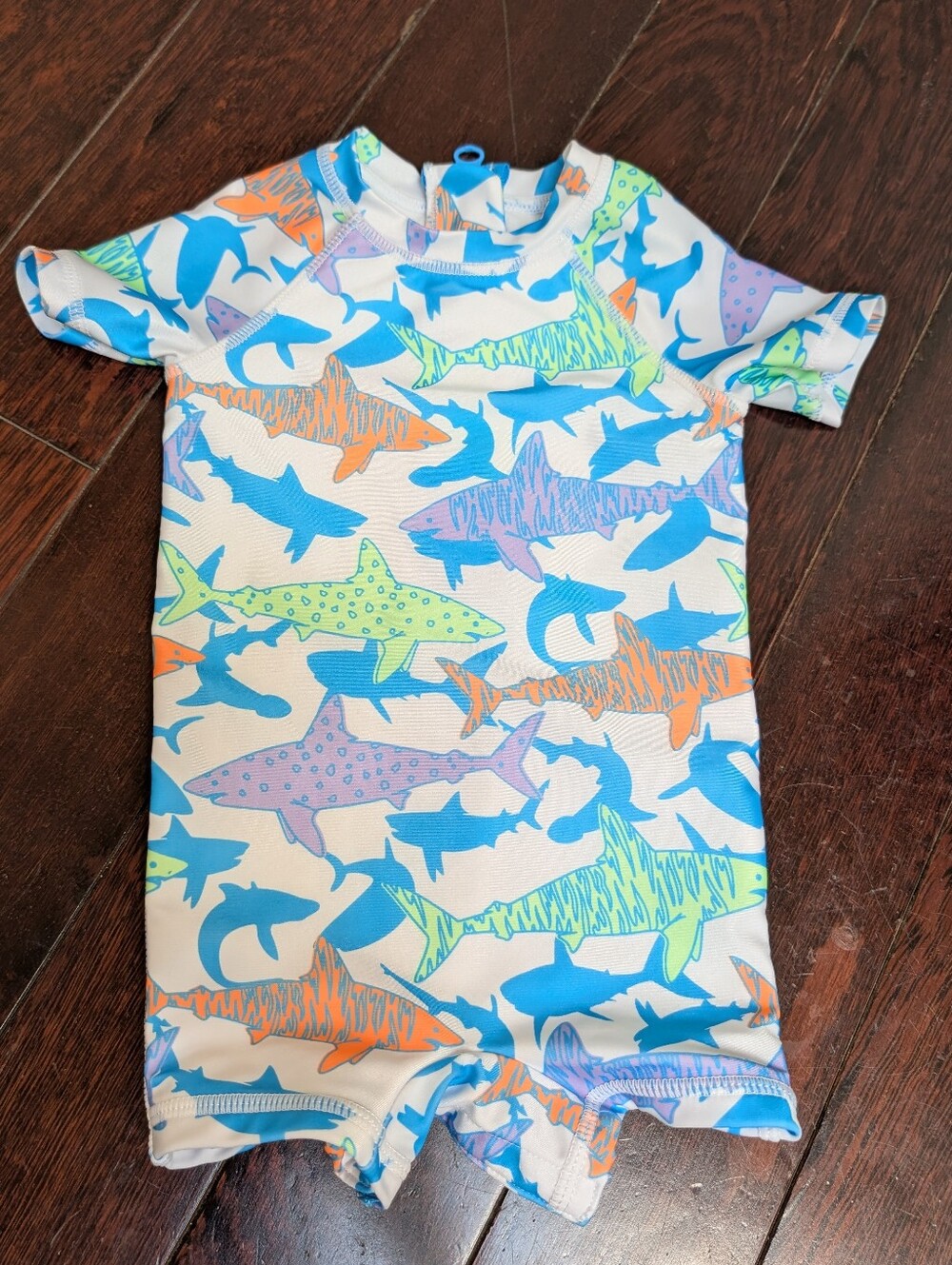 Sol Borne Beby One Piece Shark Print Rash Guard - Blue 3-6M UPF 50